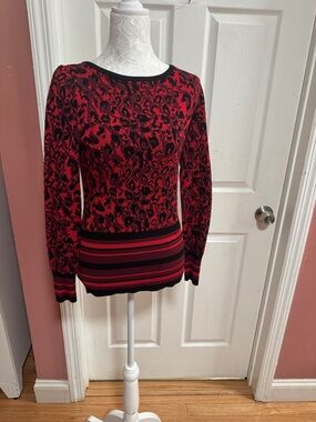 Karen Millen Red and Black Sparkle Knit Top